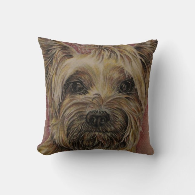 Cute Drawing of Happy Yorkie Silky Kussen (Voorkant)
