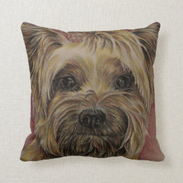 Cute Drawing of Happy Yorkie Silky Kussen