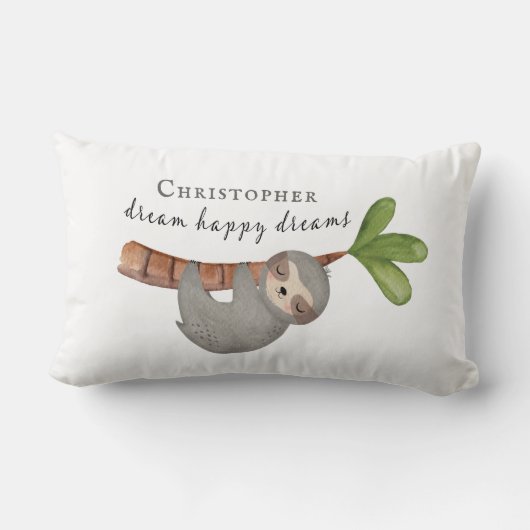 Cute Dream Happy Dreams Kinder Sloth Monogram Kussen (Achterkant)