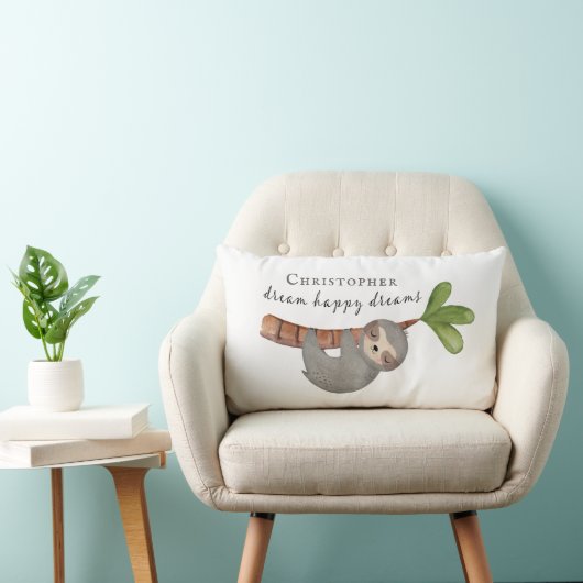 Cute Dream Happy Dreams Kinder Sloth Monogram Kussen (Stoel)
