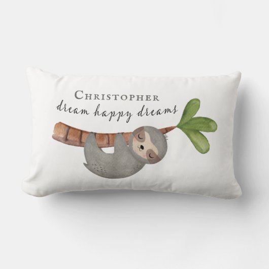 Cute Dream Happy Dreams Kinder Sloth Monogram Kussen (Voorkant)