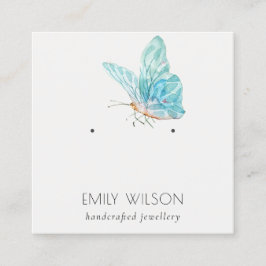 Cute Dreamweaver Blue Aqua Butterfly Earring Displ Vierkante Visitekaartje