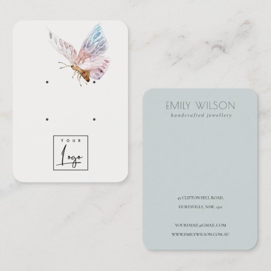 Cute Dreamweaver Blush Aqua Butterfly 2 Earling Di Visitekaartje (Voorkant / Achterkant)