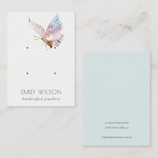 Cute Dreamweaver Blush Aqua Butterfly 2 Earling Di Visitekaartje (Voorkant / Achterkant)