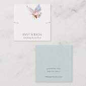 Cute Dreamweaver Blush Aqua Butterfly Earring Disp Vierkante Visitekaartje (Voorkant / Achterkant)