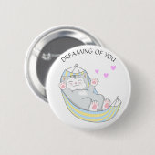 Cute Dreamweaver Kitty Cat met hart in Hammock Ronde Button 5,7 Cm (Voorkant /achterkant)