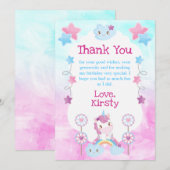 Cute Dreamweaver Unicorn Rainbow Cloud Birthday Pa Bedankkaart (Voorkant / Achterkant)