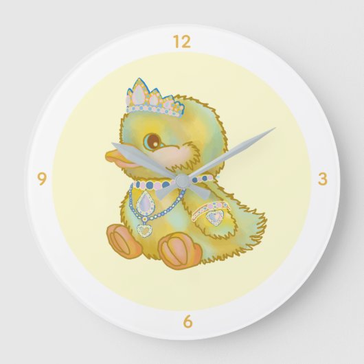 Cute Dressed Up Stuffed Toy Duck Clock Grote Klok (Voorkant)