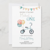 Cute driewieler eerste verjaardagsuitnodiging kaart (Voorkant)
