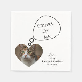 Cute Drinks On Me Huisdier Kat Huwelijk  Servet