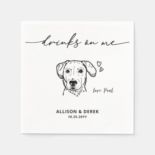 Cute Drinks on Me Labrador Retriever Dog Wedding Servet (Voorkant)