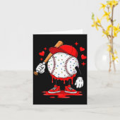 Cute Dripng Baseball Lover Valentines Day Boys Kid Kaart (Gele Bloem)