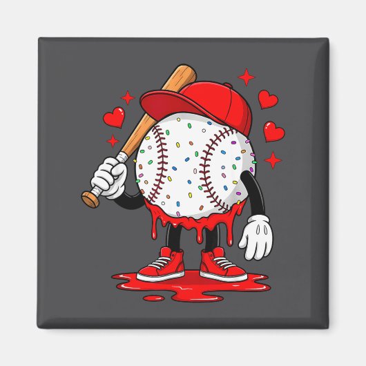 Cute Dripng Baseball Lover Valentines Day Boys Kid Magneet (Voorkant)