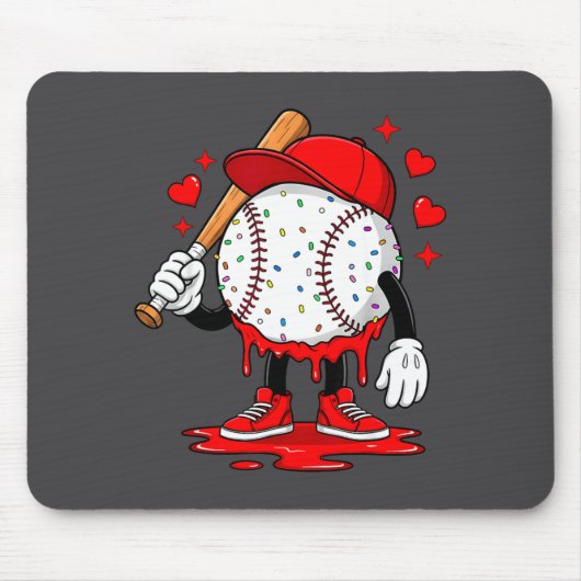 Cute Dripng Baseball Lover Valentines Day Boys Kid Muismat (Voorkant)