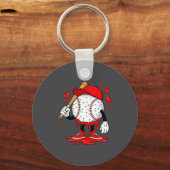 Cute Dripng Baseball Lover Valentines Day Boys Kid Sleutelhanger (Voorkant)