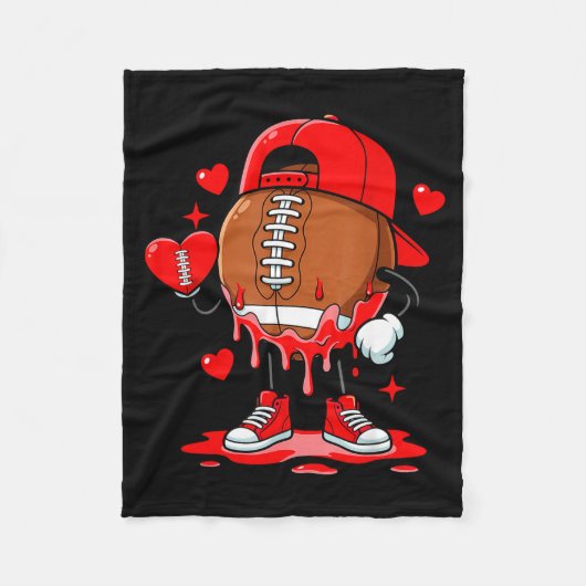 Cute Dripng Football Lover Heart Valentines Day Bo Fleece Deken (Voorkant)
