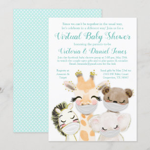 Cute Drive By Baby Shower Baby Dieren Maskers Kaart