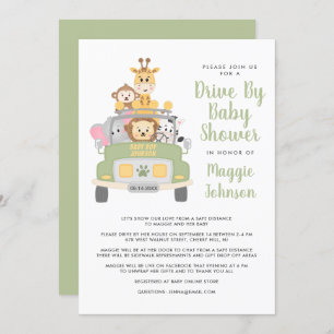 Cute drive van Animal Safari Baby shower Kaart
