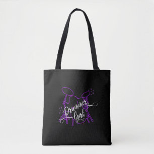 Cute Drummer Girl Drum Kit Percussion Drumming Tote Bag