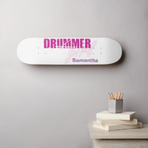 Cute Drummer Girl First Name Paarse Grunge Text Persoonlijk Skateboard