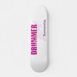 Cute Drummer Girl First Name Paarse Grunge Text Persoonlijk Skateboard