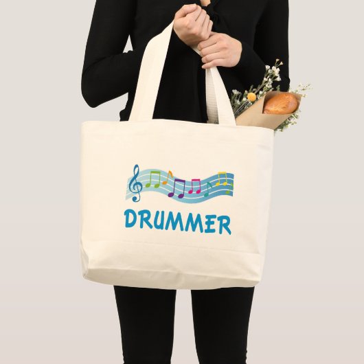 Cute Drummer Personeel Grote Tote Bag (Voorkant (product))