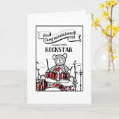 Cute Drummer Teddy Rockstar Rock Roll Baby shower Kaart (Gele Bloem)