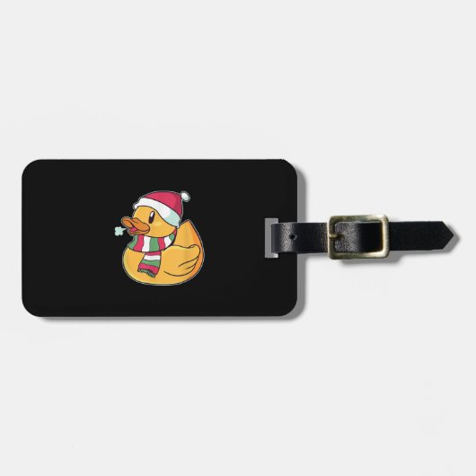 Cute Dub Duck Kerstmis Bagagelabel (Voorkant horizontaal)