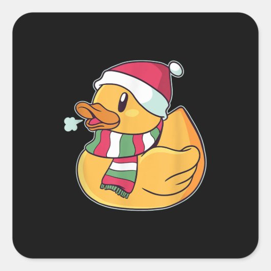 Cute Dub Duck Kerstmis Vierkante Sticker (Voorkant)