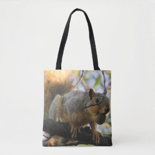 Cute dubbelzijdige eekhoorn boodschappentas tote bag