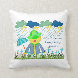 Cute Duck April Showers brengen May Flowers mee Kussen