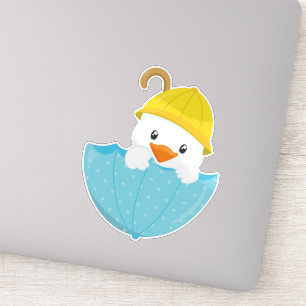 Cute Duck, Baby Duck, Duck, Duck with Umbrella, Ra Sticker
