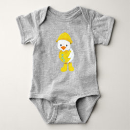 Cute Duck, Baby Duck, Duck in Raincoat, Rain Romper