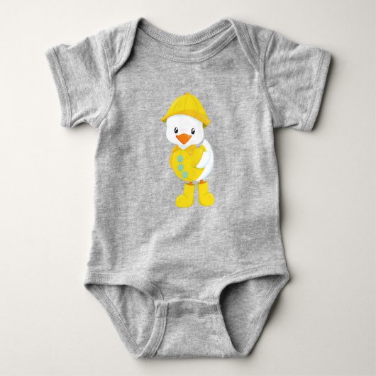 Cute Duck, Baby Duck, Duck in Raincoat, Rain Romper (Voorkant)
