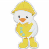 Cute Duck, Baby Duck, Duck in Raincoat, Rain Sticker (Voorkant)