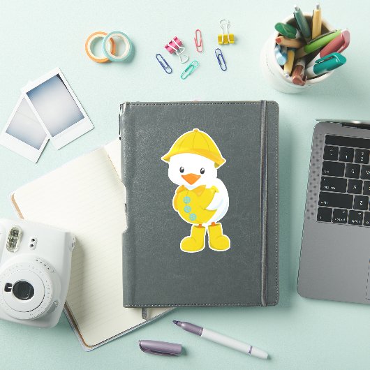 Cute Duck, Baby Duck, Duck in Raincoat, Rain Sticker (iPad Cover)