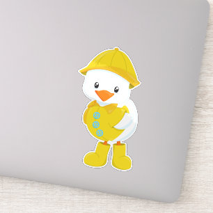 Cute Duck, Baby Duck, Duck in Raincoat, Rain Sticker