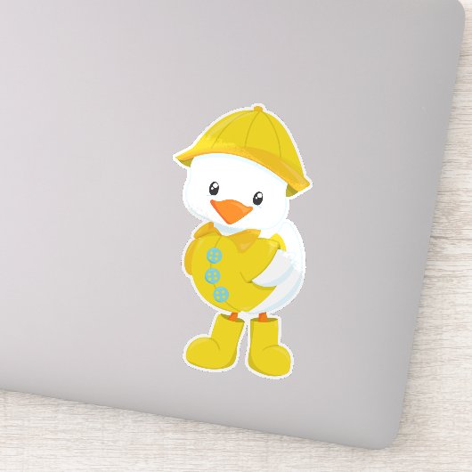 Cute Duck, Baby Duck, Duck in Raincoat, Rain Sticker (Detail)