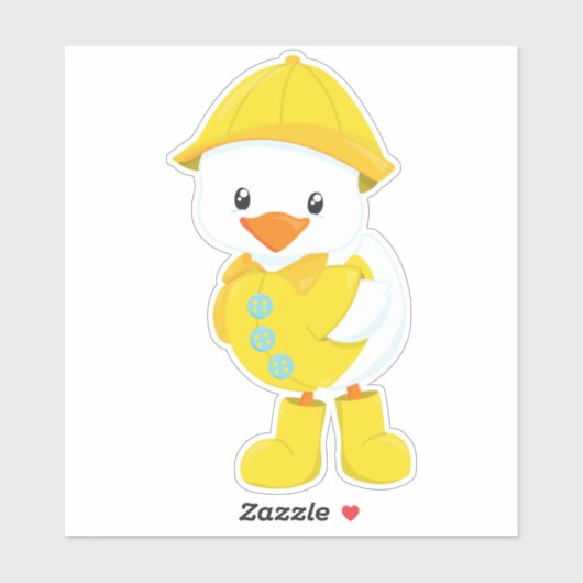 Cute Duck, Baby Duck, Duck in Raincoat, Rain Sticker (Vel)
