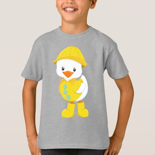 Cute Duck, Baby Duck, Duck in Raincoat, Rain T-shirt (Voorkant)