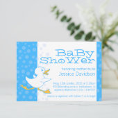Cute duck baby shower aqua blue kaart (Staand voorkant)