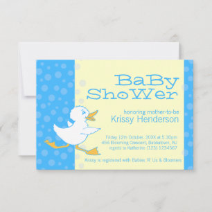 Cute duck baby shower blue yellow uitnodiging