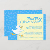 Cute duck baby shower blue yellow uitnodiging (Voorkant / Achterkant)