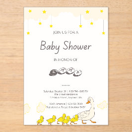 Cute Duck Baby Shower Illustration Minimal Style Acryl Uitnodigingen