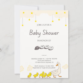 Cute Duck Baby Shower Illustration Minimal Style Kaart