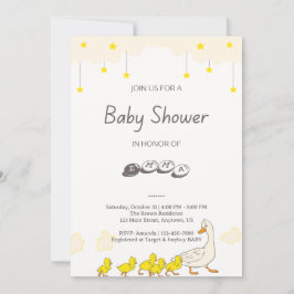 Cute Duck Baby Shower Illustration Minimal Style Kaart
