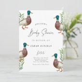 Cute Duck Baby shower Invitation - Gender Neutral Kaart (Staand voorkant)