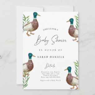 Cute Duck Baby shower Invitation - Gender Neutral Kaart