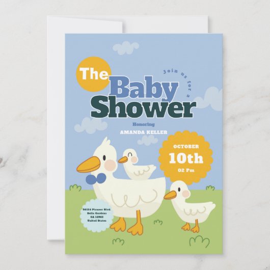 Cute Duck Baby shower Invitation Kaart (Voorkant)