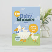 Cute Duck Baby shower Invitation Kaart (Staand voorkant)